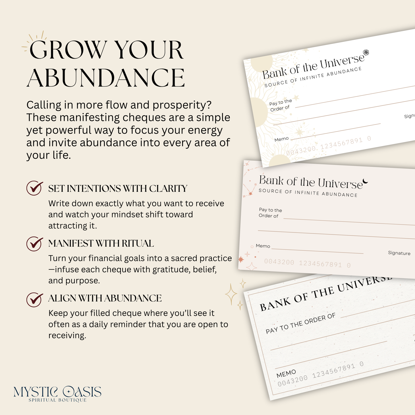 Manifestation Cheques Set